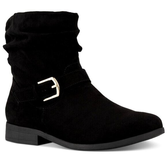 KAREN SCOTT Womens Black Buckle Accent Comfort Clarett Round Toe Boots - Picture 1 of 8